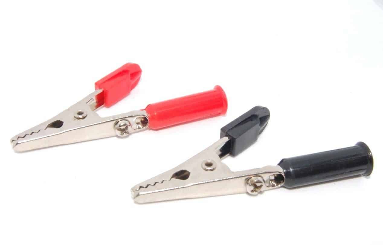 10A 55mm Heavy Duty Crocodile Clips Black/Red PAIR Test Leads/Wires Alligator UK